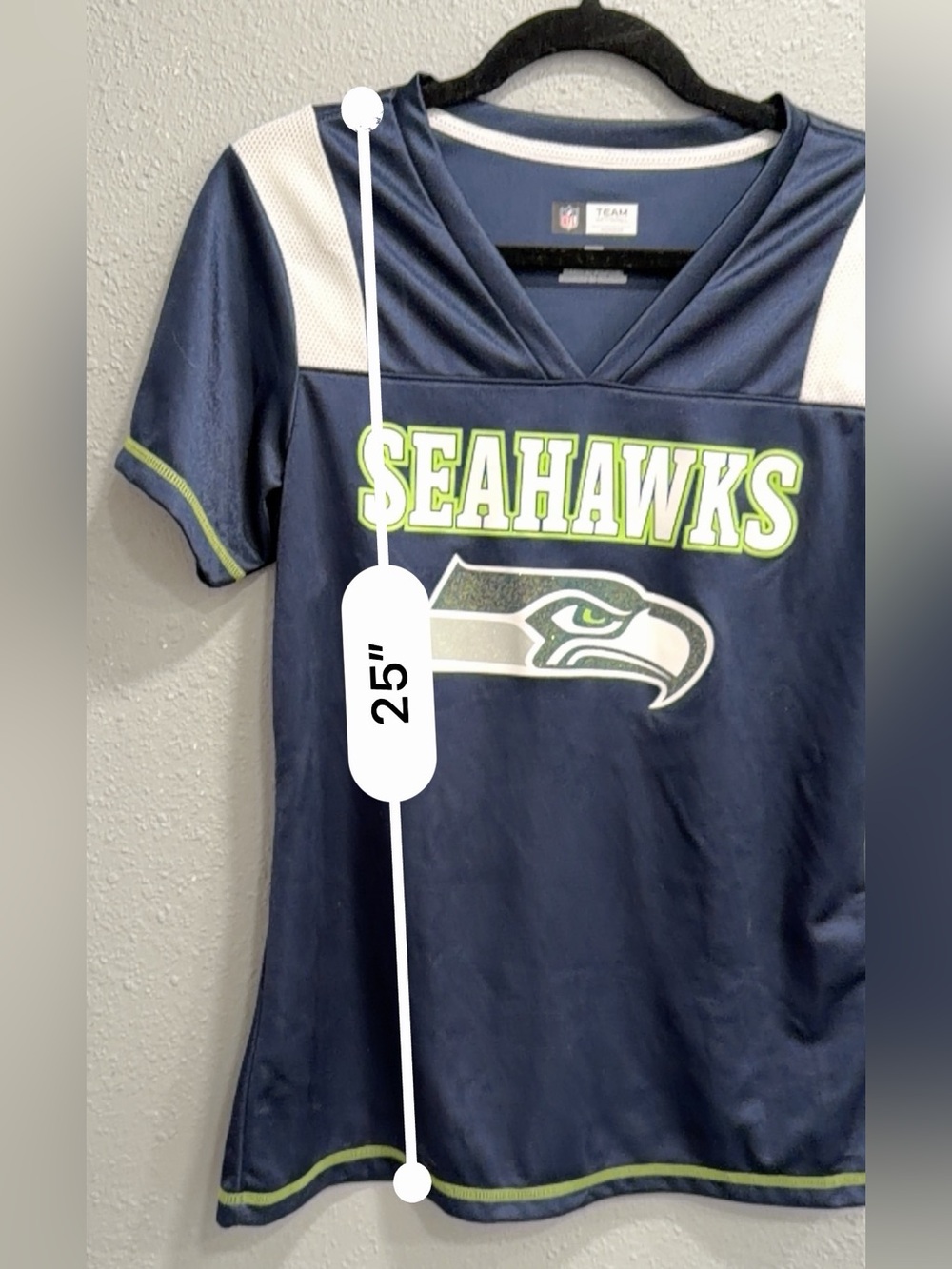 NFL Team Apparel | Women’s Seahawks V-Neck Short-Sleeve Jersey, Size M - Picture 10 of 14